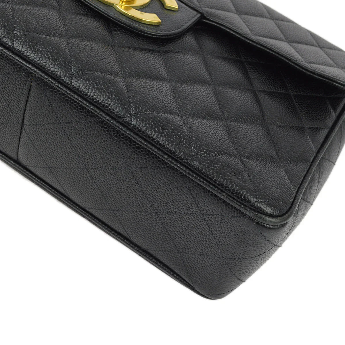 Chanel 1994-1996 Black Caviar Jumbo Classic Flap Bag