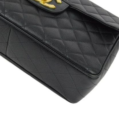 Chanel 1994-1996 Black Caviar Jumbo Classic Flap Bag