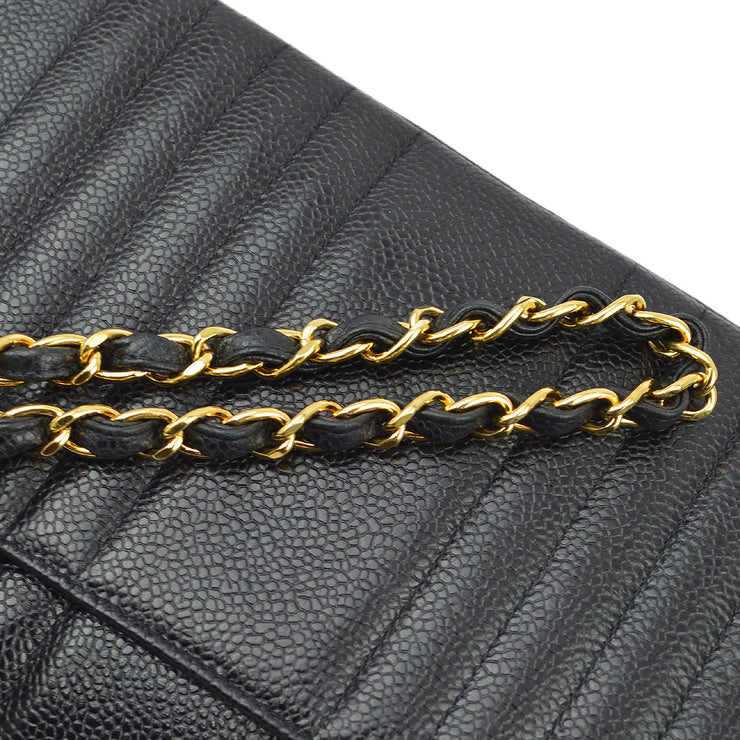 Chanel Black Caviar Classic Flap Mademoiselle Chain Shoulder Bag