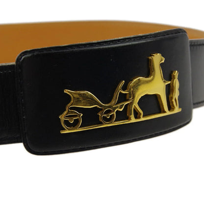 Hermes 1981 Horse Carriage Belt Black #70 Small Good