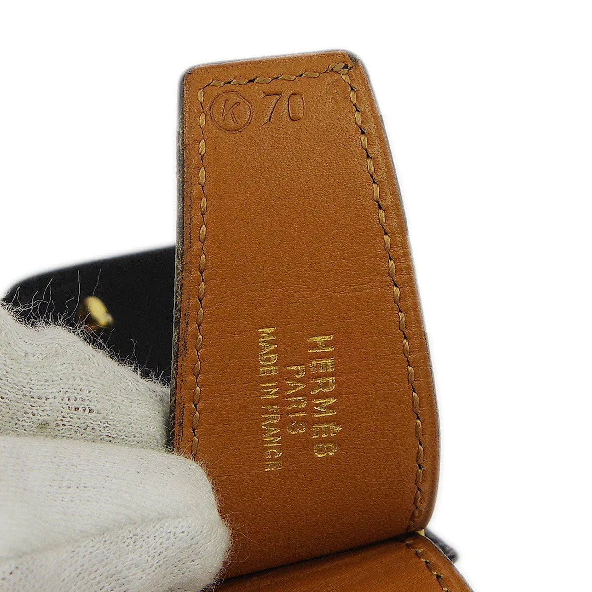 Hermes 1981 Horse Carriage Belt Black #70 Small Good
