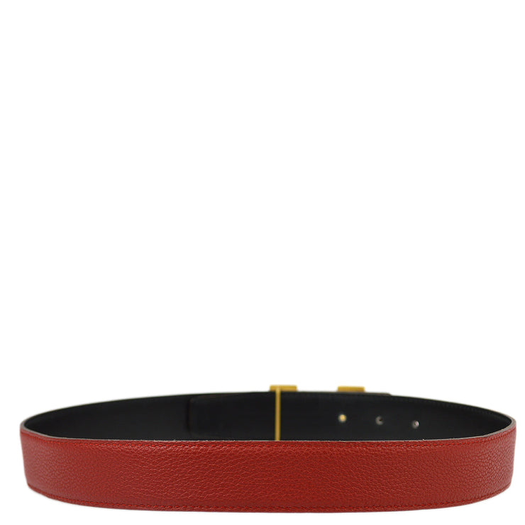 Hermes Red Courchevel Constance Reversible Belt #74R Small Good