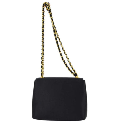 Chanel 1996-1997 Black Satin Chain Handbag