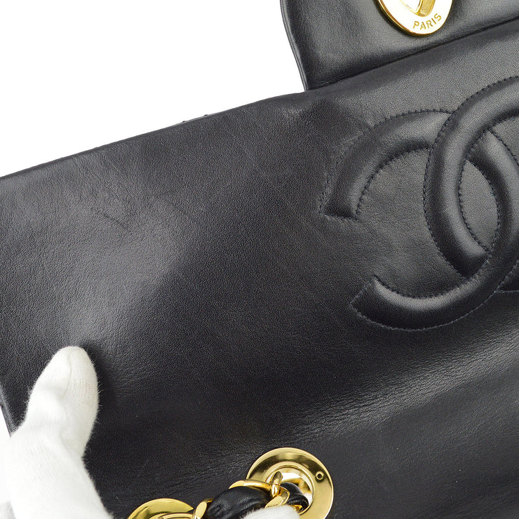 Chanel 1991-1994 Black Lambskin Maxi Classic Flap Shoulder Bag