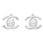 Chanel CC Turnlock Earrings Clip-On Silver Small 97P
