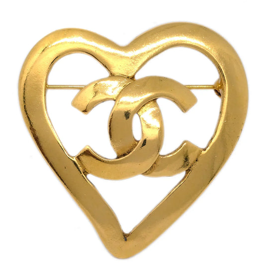 Chanel Heart Brooch Gold 95P