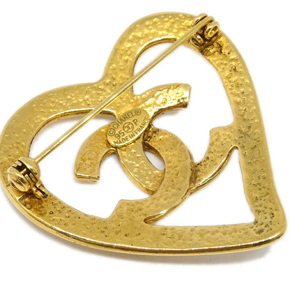Chanel Heart Brooch Gold 95P