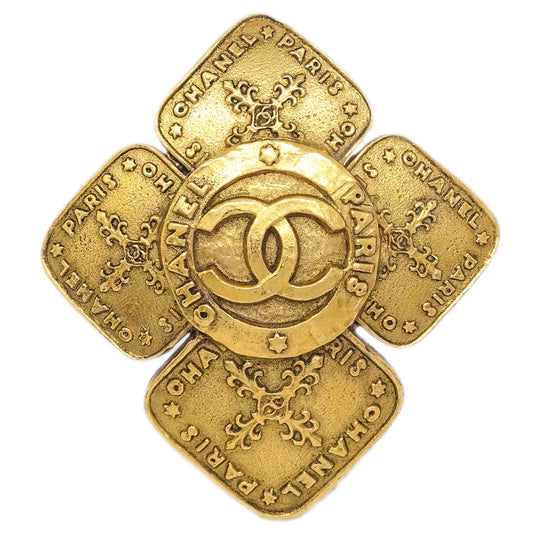Chanel Cross Brooch Pin Gold 28/1244