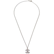 Chanel Silver Necklace Pendant Rhinestone