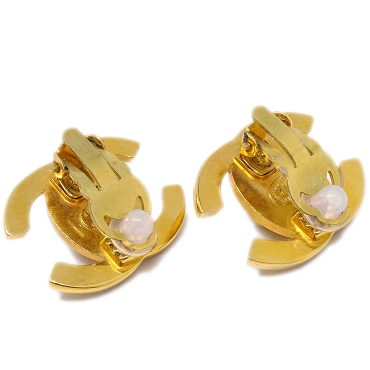 Chanel CC Turnlock Earrings Clip-On Gold Large 97P