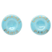 Chanel Light Blue Button Earrings Clip-On 97P