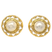 Chanel Gold Button Artificial Pearl Earrings Clip-On 25/2726