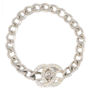 Chanel Turnlock Chain Bracelet Silver Rhinestone 96A