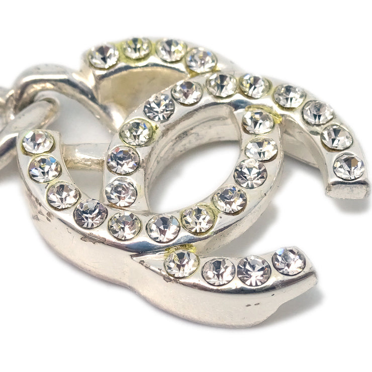 Chanel Turnlock Chain Bracelet Silver Rhinestone 96A