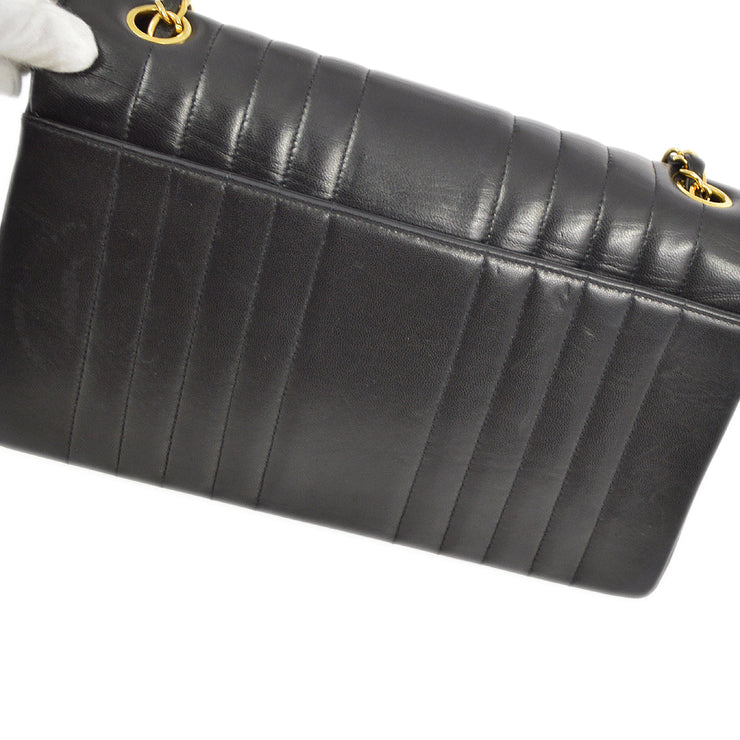 Chanel 1991-1994 Black Lambskin Mademoiselle Medium Shoulder Bag