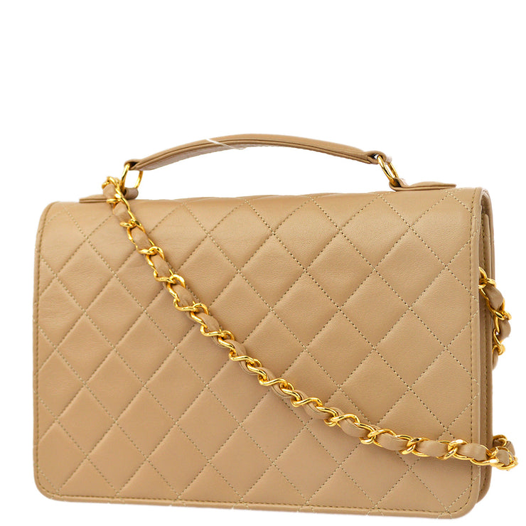 Chanel * Beige Lambskin 2way Handbag