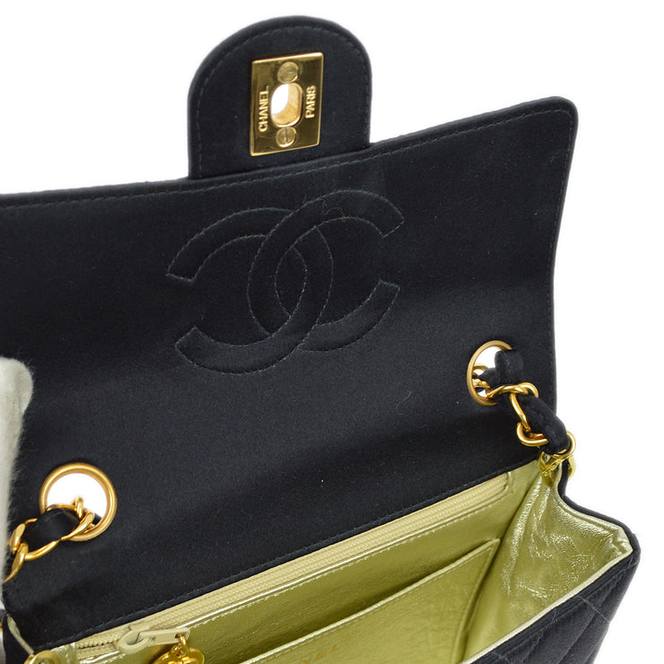 Chanel Black Satin Mini Classic Square Flap Bag 17