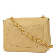Chanel * Beige Lambskin Mini Classic Square Flap Shoulder Bag 17