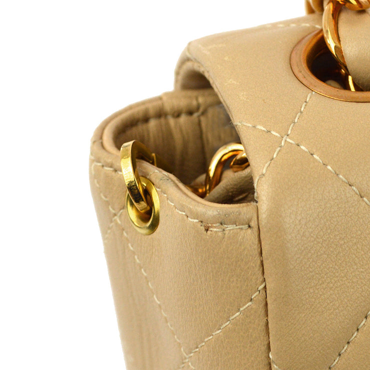 Chanel * Beige Lambskin Mini Classic Square Flap Shoulder Bag 17