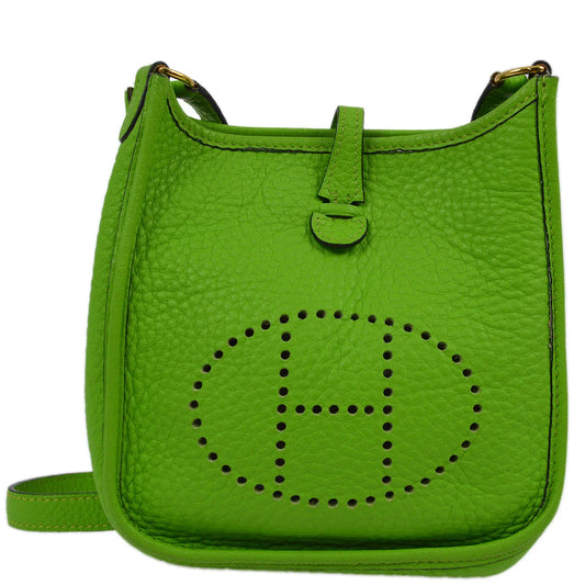 Hermes 2003 Green Taurillon Clemence Evelyne TPM Shoulder Bag