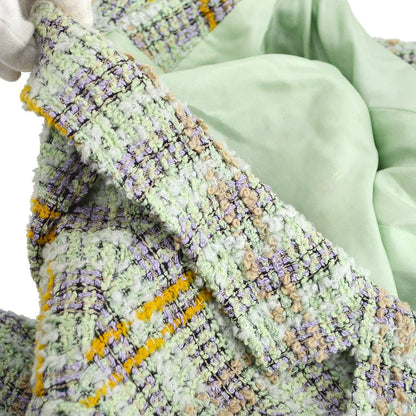 Chanel Double Breasted Jacket Green Tweed