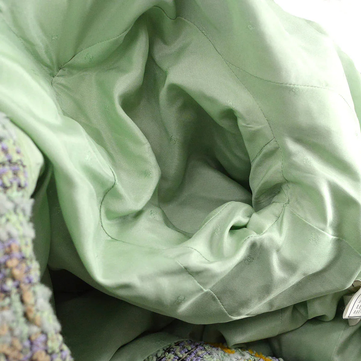 Chanel Double Breasted Jacket Green Tweed