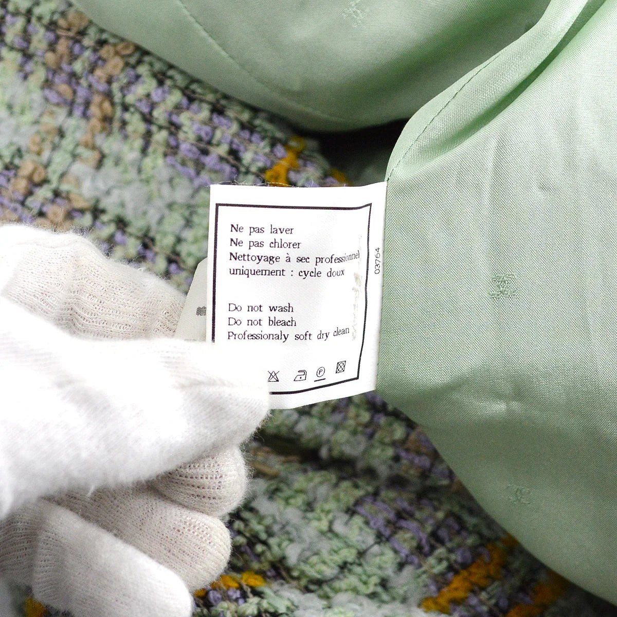 Chanel Double Breasted Jacket Green Tweed