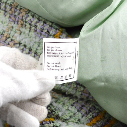 Chanel Double Breasted Jacket Green Tweed
