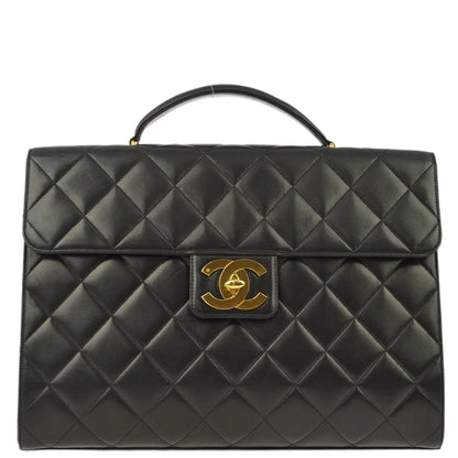 Chanel 1994-1996 Black Lambskin Briefcase Business Handbag