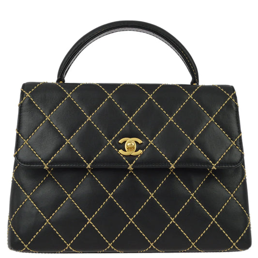 Chanel 2004-2005Black Calfskin Wild Stitch Kelly 30