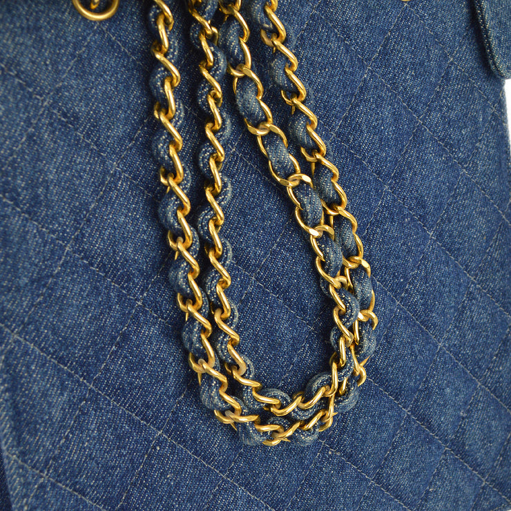 Chanel Denim Chain Tote Handbag