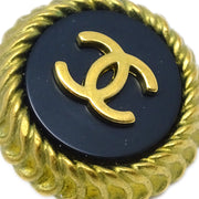 Chanel Black & Gold Rope Edge Earrings Clip-On