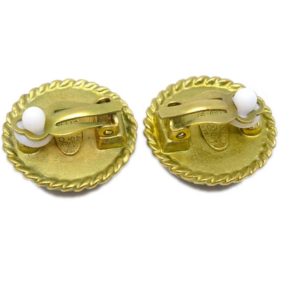 Chanel Black & Gold Rope Edge Earrings Clip-On