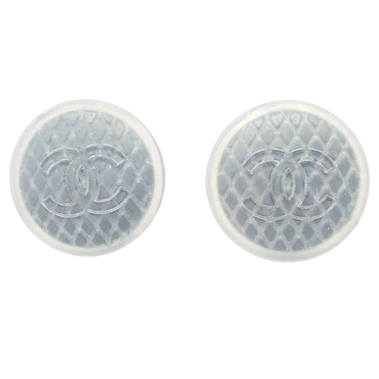 Chanel Button Earrings Clip-On Gray 99S