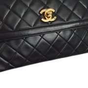 Chanel 1989-1991 Lambskin Border Flap Bag and Pouch Set