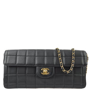 Chanel 2003-2004 Black Lambskin Choco Bar East West Shoulder Bag