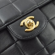 Chanel 2003-2004 Black Lambskin Choco Bar East West Shoulder Bag