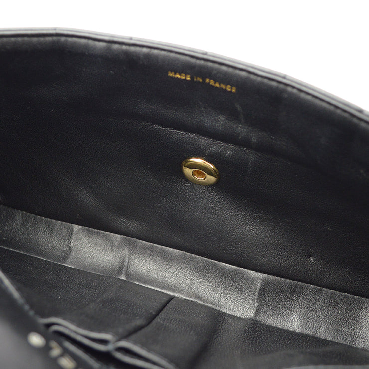 Chanel 2003-2004 Black Lambskin Choco Bar East West Shoulder Bag