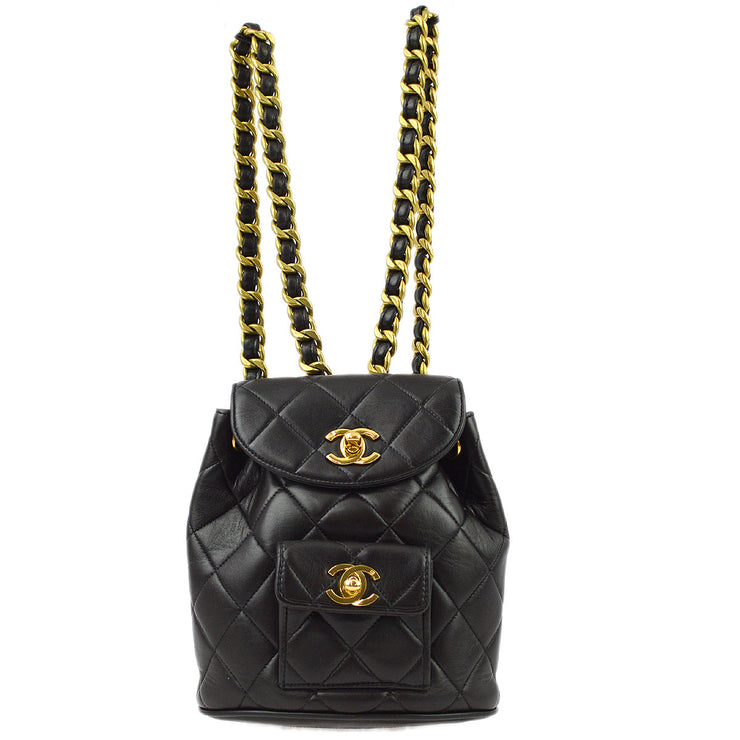 Chanel Black Lambskin Duma Backpack Small