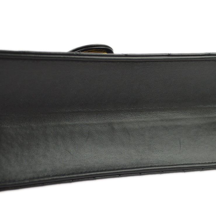 Chanel Black Lambskin Pushlock Small Half Flap Shoulder Bag