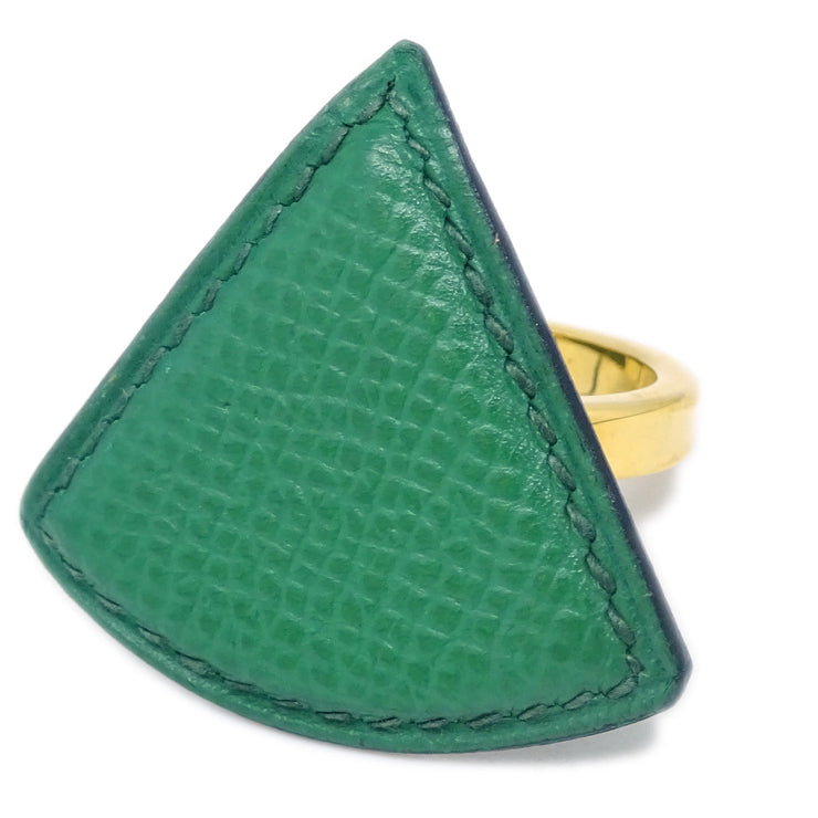 Hermes Green Courchevel Triangle Scarf Ring