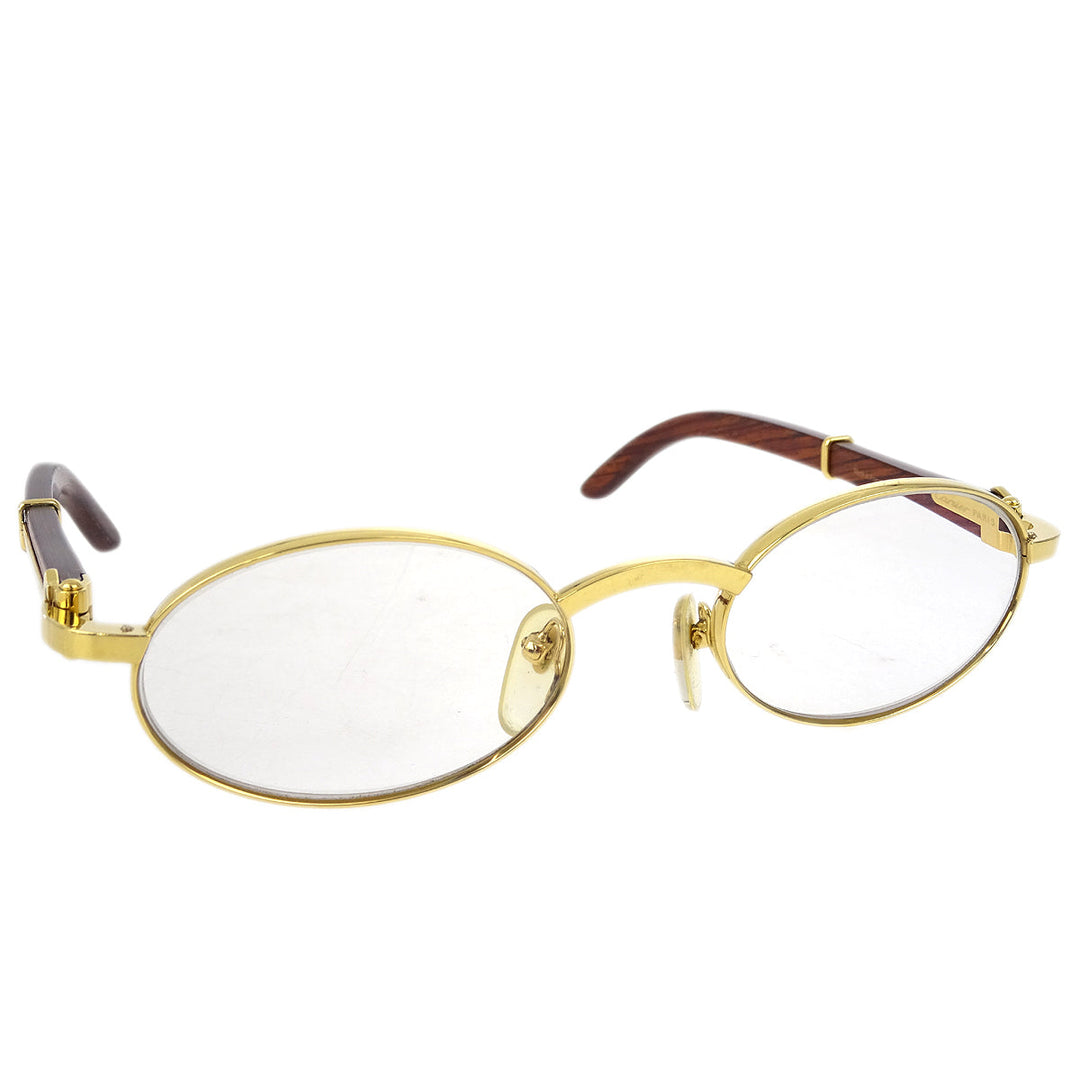 Cartier oval wood frame glasses best sale