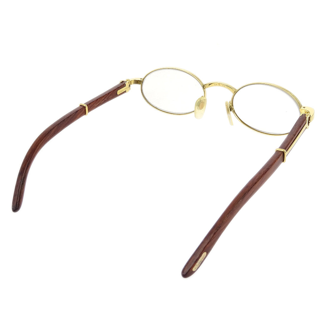 Cartier oval wood frame glasses best sale