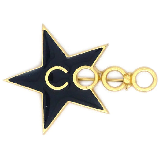 Chanel Star COCO Brooch Pin Black 01P