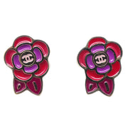 Chanel Camellia Piercing Earrings Red 05P
