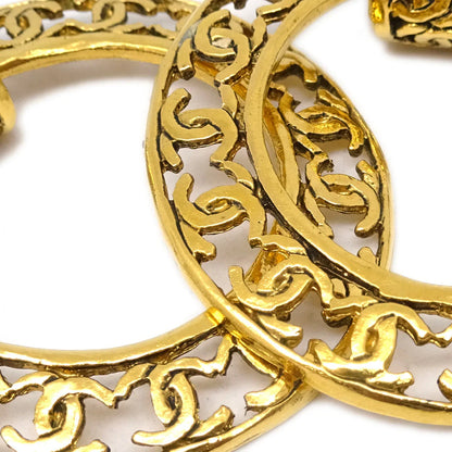 Chanel Gold Dangle Hoop Earrings Clip-On 25