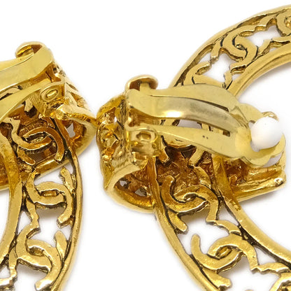 Chanel Gold Dangle Hoop Earrings Clip-On 25