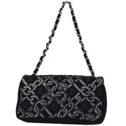 Chanel Black Canvas Classic Single Flap Chain Handbag