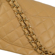 Chanel Beige Caviar Medium Classic Double Flap Shoulder Bag