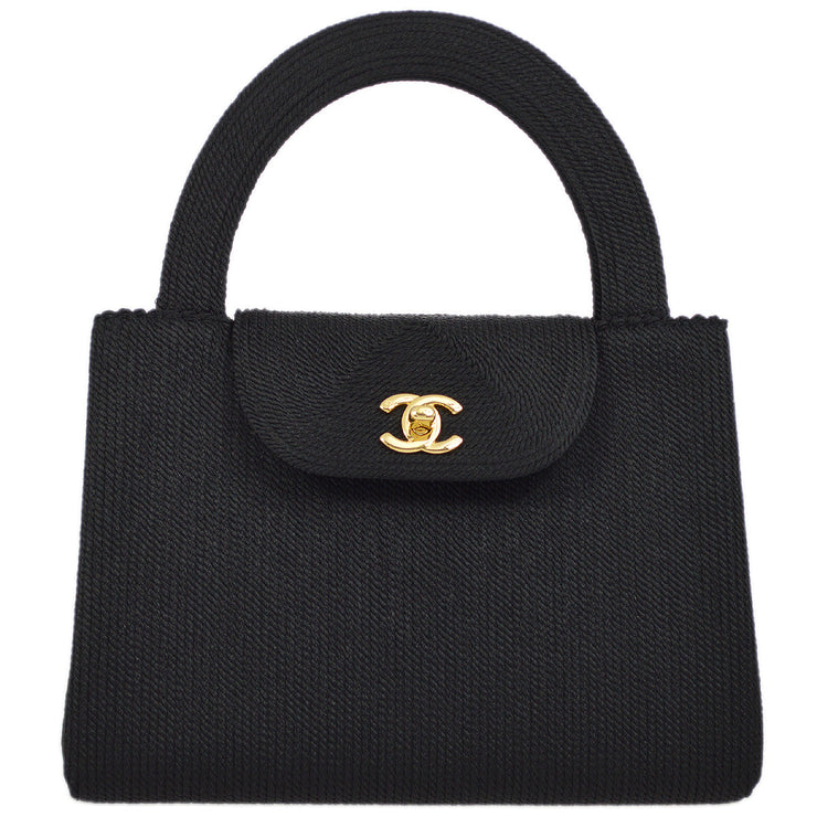 Chanel Black Canvas Braid Handbag